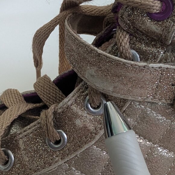 Sketchers Twinkle Toe High Top in Glitter Gold, Big Girl Size 4 - Picture 11 of 13